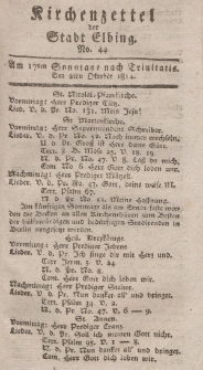 Kirchenzettel der Stadt Elbing, Nr. 44, 2 Oktober 1814