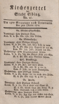 Kirchenzettel der Stadt Elbing, Nr. 45, 9 Oktober 1814