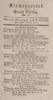 Kirchenzettel der Stadt Elbing, Nr. 47, 23 Oktober 1814