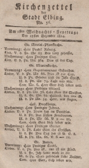 Kirchenzettel der Stadt Elbing, Nr. 56, 25 Dezember 1814