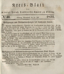 Kreis-Blatt des Königlich Preußischen Landraths-Amtes zu Elbing, Nr. 30 Sonnabend 26 Juli 1834