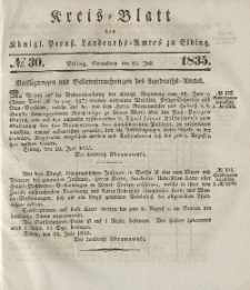 Kreis-Blatt des Königlich Preußischen Landraths-Amtes zu Elbing, Nr. 30 Sonnabend 25 Juli 1835