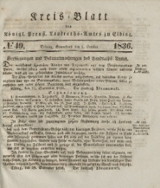 Kreis-Blatt des Königlich Preußischen Landraths-Amtes zu Elbing, Nr. 40 Sonnabend 1 Oktober 1836
