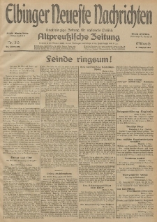 Elbinger Neueste Nachrichten, Nr. 212 Mittwoch 5 August 1914 66. Jahrgang