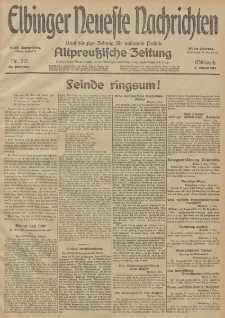 Elbinger Neueste Nachrichten, Nr. 212 Mittwoch 5 August 1914 66. Jahrgang