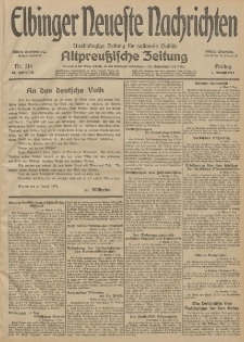 Elbinger Neueste Nachrichten, Nr. 214 Freitag 7 August 1914 66. Jahrgang