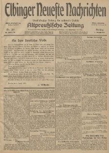 Elbinger Neueste Nachrichten, Nr. 214 Freitag 7 August 1914 66. Jahrgang