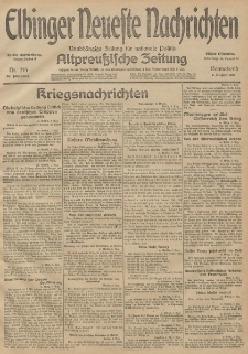 Elbinger Neueste Nachrichten, Nr. 215 Sonnabend 8 August 1914 66. Jahrgang