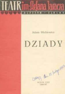 Dziady - program teatralny