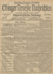 Elbinger Neueste Nachrichten, Nr. 216 Sonntag 9 August 1914 66. Jahrgang
