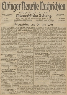 Elbinger Neueste Nachrichten, Nr. 217 Montag 10 August 1914 66. Jahrgang