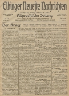 Elbinger Neueste Nachrichten, Nr. 219 Mittwoch 12 August 1914 66. Jahrgang