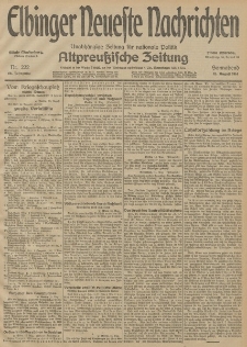 Elbinger Neueste Nachrichten, Nr. 222 Sonnabend 15 August 1914 66. Jahrgang