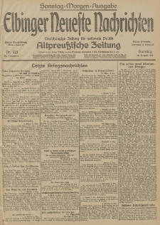 Elbinger Neueste Nachrichten, Nr. 223 Sonntag 16 August 1914 66. Jahrgang