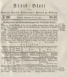 Kreis-Blatt des Königlich Preußischen Landraths-Amtes zu Elbing, Nr. 29 Sonnabend 17 Juli 1841