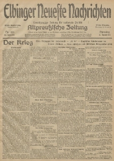 Elbinger Neueste Nachrichten, Nr. 225 Dienstag 18 August 1914 66. Jahrgang