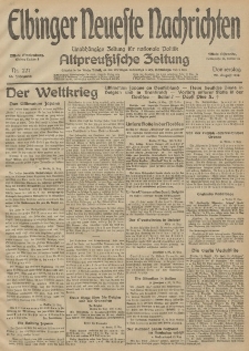 Elbinger Neueste Nachrichten, Nr. 227 Donnerstag 20 August 1914 66. Jahrgang