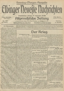 Elbinger Neueste Nachrichten, Nr. 230 Sonntag 23 August 1914 66. Jahrgang