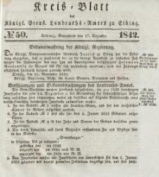 Kreis-Blatt des Königlich Preußischen Landraths-Amtes zu Elbing, Nr. 51 Sonnabend 24 Dezember 1842