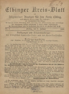 Kreis-Blatt des Königlich Preußischen Landraths-Amtes zu Elbing, Nr. 1 Freitag 4 Januar 1895