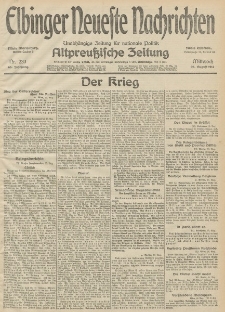 Elbinger Neueste Nachrichten, Nr. 233 Mittwoch 26 August 1914 66. Jahrgang