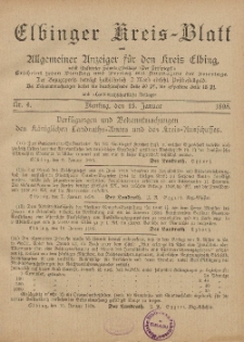 Kreis-Blatt des Königlich Preußischen Landraths-Amtes zu Elbing, Nr. 4 Dienstag 15 Januar 1895
