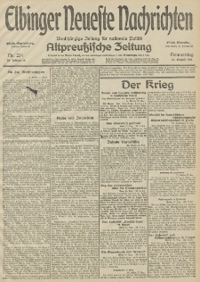 Elbinger Neueste Nachrichten, Nr. 234 Donnerstag 27 August 1914 66. Jahrgang