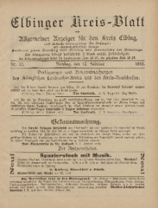Kreis-Blatt des Königlich Preußischen Landraths-Amtes zu Elbing, Nr. 12 Dienstag 12 Februar 1895