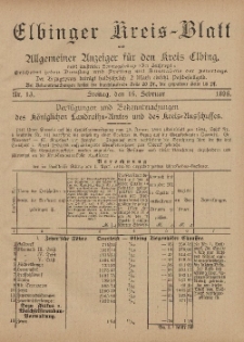 Kreis-Blatt des Königlich Preußischen Landraths-Amtes zu Elbing, Nr. 13 Freitag 15 Februar 1895