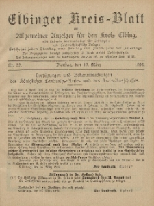 Kreis-Blatt des Königlich Preußischen Landraths-Amtes zu Elbing, Nr. 22 Dienstag 19 März 1895