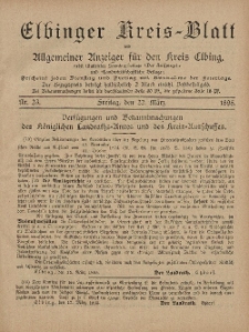 Kreis-Blatt des Königlich Preußischen Landraths-Amtes zu Elbing, Nr. 23 Freitag 22 März 1895