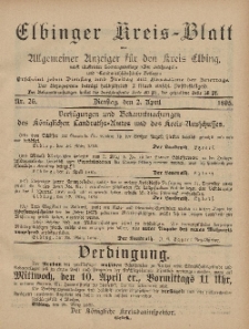 Kreis-Blatt des Königlich Preußischen Landraths-Amtes zu Elbing, Nr. 26 Dienstag 2 April 1895