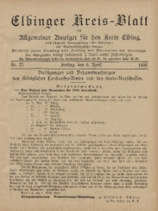 Kreis-Blatt des Königlich Preußischen Landraths-Amtes zu Elbing, Nr. 27 Freitag 5 April 1895