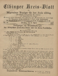 Kreis-Blatt des Königlich Preußischen Landraths-Amtes zu Elbing, Nr. 28 Dienstag 9 April 1895