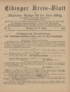 Kreis-Blatt des Königlich Preußischen Landraths-Amtes zu Elbing, Nr. 32 Dienstag 23 April 1895