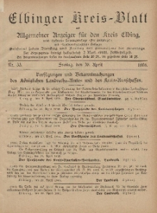Kreis-Blatt des Königlich Preußischen Landraths-Amtes zu Elbing, Nr. 33 Freitag 26 April 1895