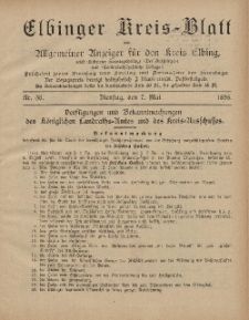 Kreis-Blatt des Königlich Preußischen Landraths-Amtes zu Elbing, Nr. 36 Dienstag 7 Mai 1895