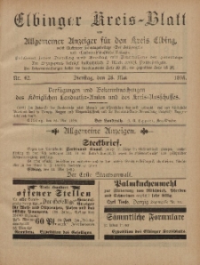 Kreis-Blatt des Königlich Preußischen Landraths-Amtes zu Elbing, Nr. 42 Dienstag 28 Mai 1895