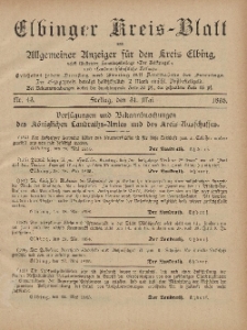 Kreis-Blatt des Königlich Preußischen Landraths-Amtes zu Elbing, Nr. 43 Freitag 31 Mai 1895