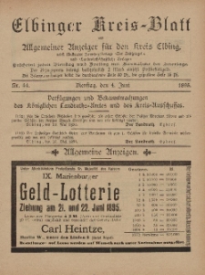 Kreis-Blatt des Königlich Preußischen Landraths-Amtes zu Elbing, Nr. 44 Dienstag 4 Juni 1895