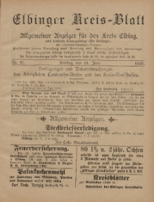 Kreis-Blatt des Königlich Preußischen Landraths-Amtes zu Elbing, Nr. 47 Freitag 14 Juni 1895