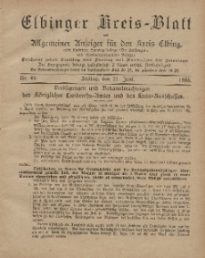 Kreis-Blatt des Königlich Preußischen Landraths-Amtes zu Elbing, Nr. 49 Freitag 21 Juni 1895