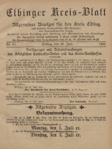 Kreis-Blatt des Königlich Preußischen Landraths-Amtes zu Elbing, Nr. 51 Freitag 28 Juni 1895