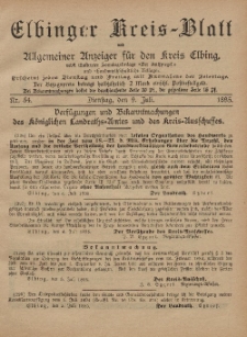 Kreis-Blatt des Königlich Preußischen Landraths-Amtes zu Elbing, Nr. 54 Dienstag 9 Juli 1895