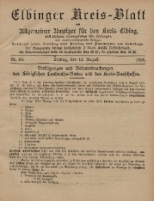 Kreis-Blatt des Königlich Preußischen Landraths-Amtes zu Elbing, Nr. 65 Freitag 16 August 1895