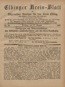 Kreis-Blatt des Königlich Preußischen Landraths-Amtes zu Elbing, Nr. 68 Dienstag 27 August 1895
