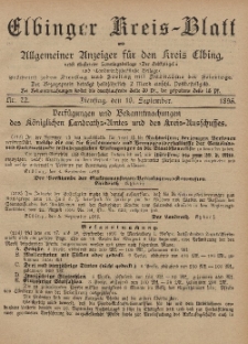 Kreis-Blatt des Königlich Preußischen Landraths-Amtes zu Elbing, Nr. 72 Dienstag 10 September 1895