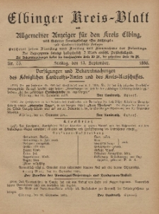 Kreis-Blatt des Königlich Preußischen Landraths-Amtes zu Elbing, Nr. 73 Freitag 13 September 1895