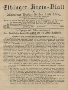 Kreis-Blatt des Königlich Preußischen Landraths-Amtes zu Elbing, Nr. 87 Freitag 1 November 1895