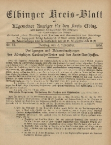 Kreis-Blatt des Königlich Preußischen Landraths-Amtes zu Elbing, Nr. 88 Dienstag 5 November 1895